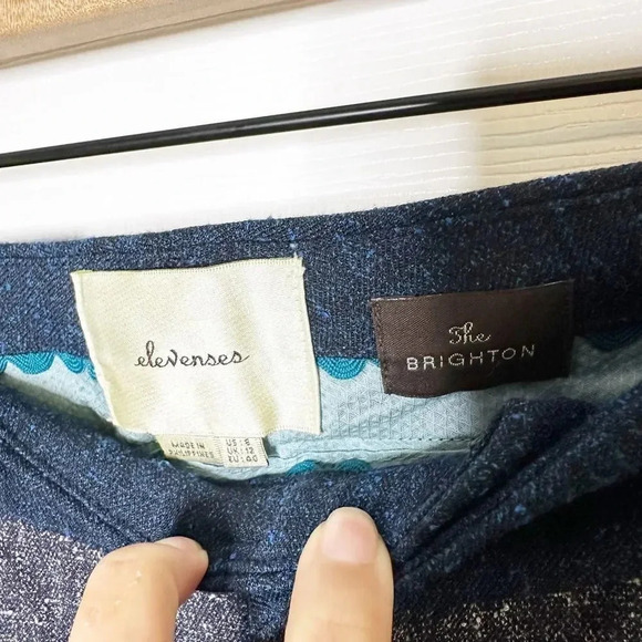 ELEVENSES Anthropologie The Brighton Size 8 Gray Blue Tweed Wide Leg Pants - Picture 3 of 7